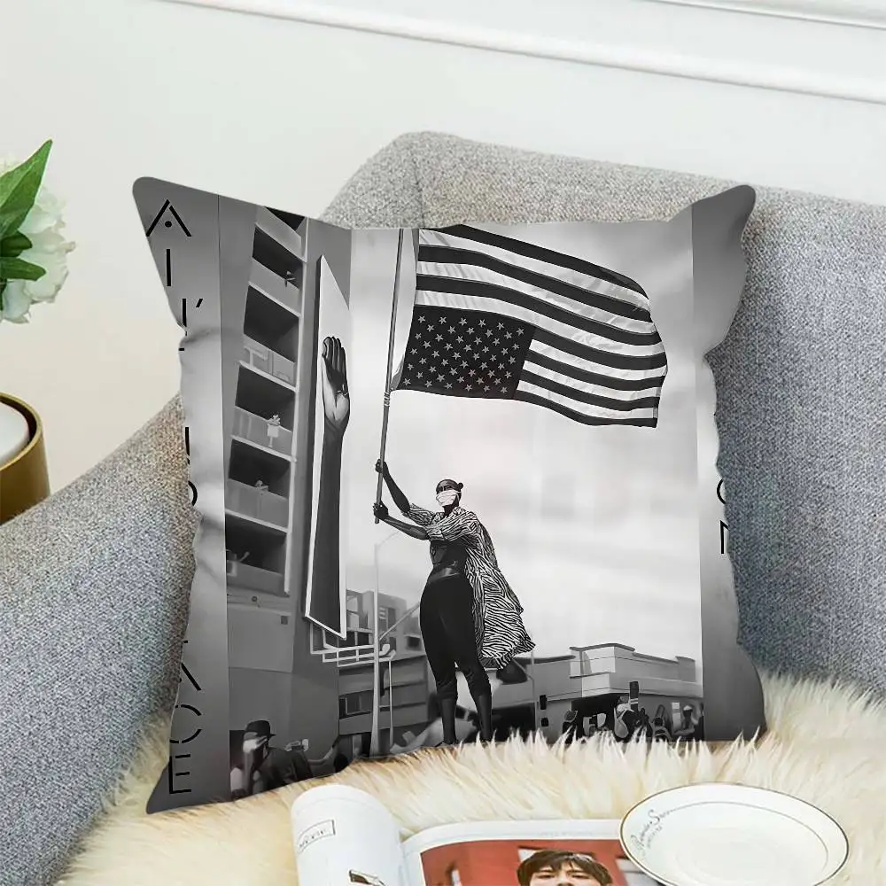 

A-Akon Pillow Case Album Case Sofa Decorative Home Double-sided Printing Short Plush Cute Cushion Cover