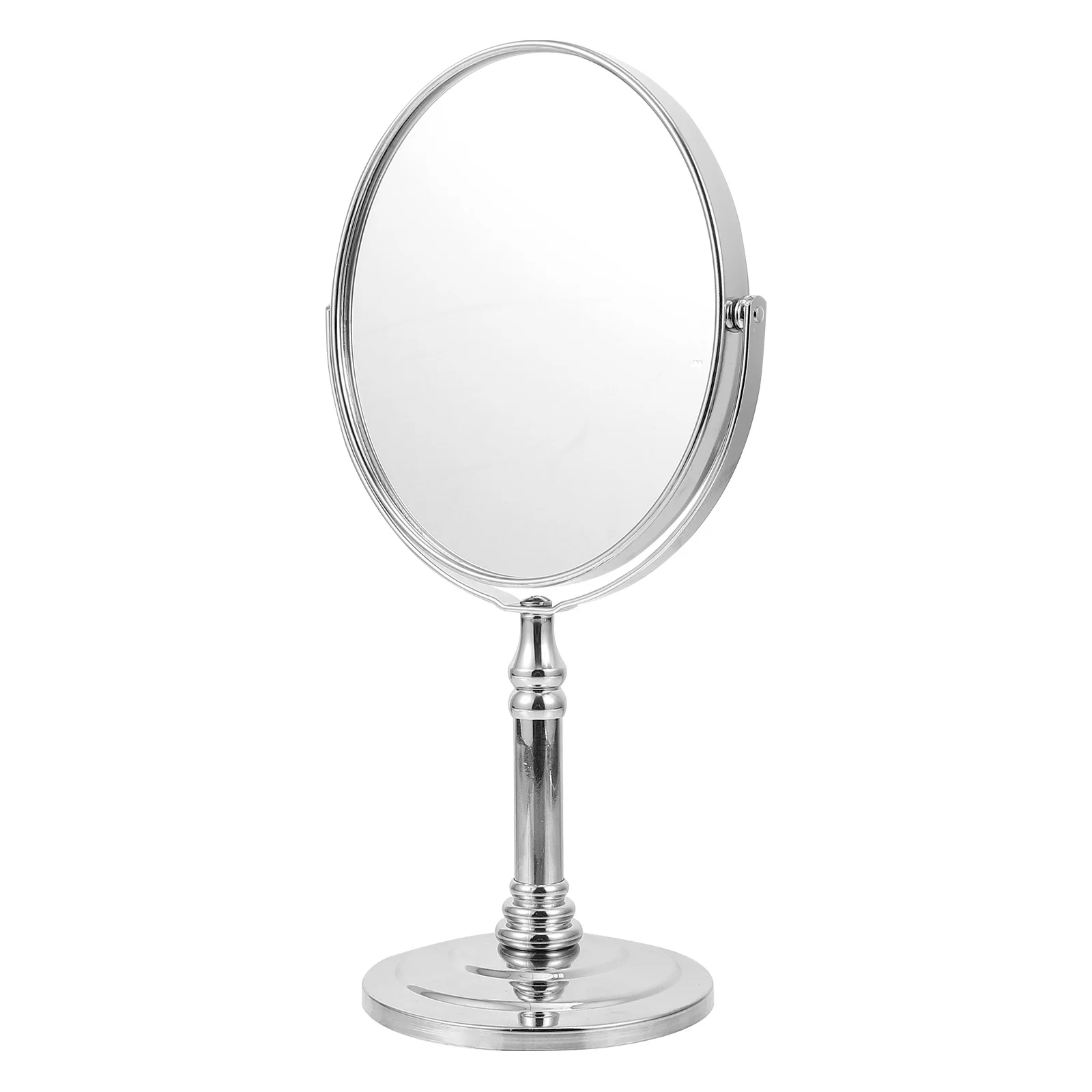 กระจกแต่งหน้าตั้งโต๊ะ 1 ชิ้น กระจกสองด้านแบบหมุนได้ ทำจากโลหะ ให้พื้นผิวเรียบเนียน สะท้อนภาพคมชัด