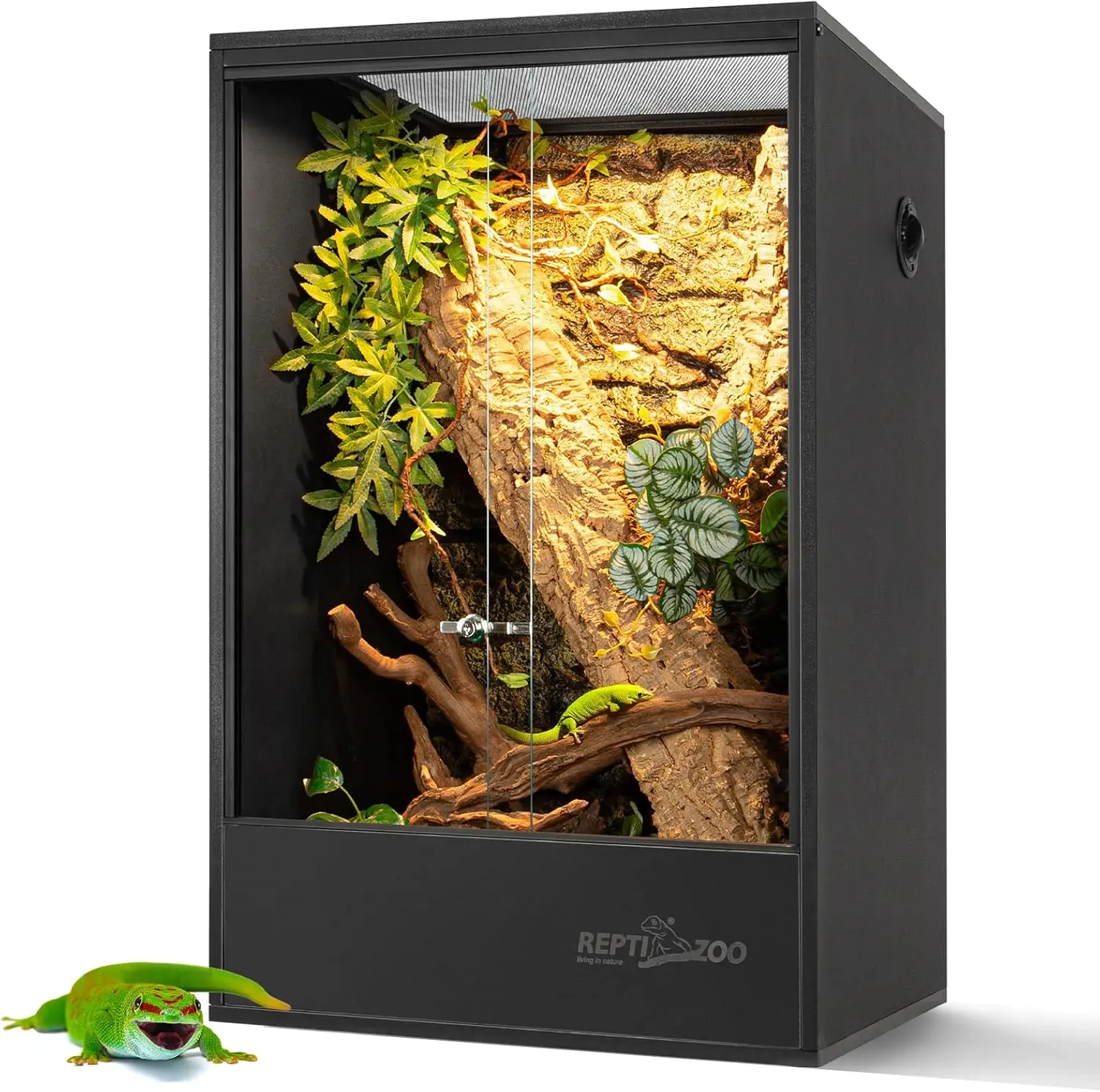 

Large Reptile Terrarium Tall Tank Enclosure Habitat For Gecko Lizard Chameleon Frog Snake With Sliding Door Top Screen Ventilati