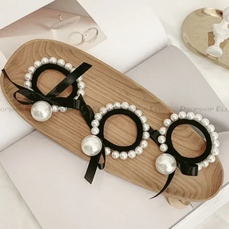 1PC Spring New Style Small Fragrant Pearl Bow Hair Loop Versatile Tie Hair Rubber Band Headstring Hair Rope Women\'s Jewelry