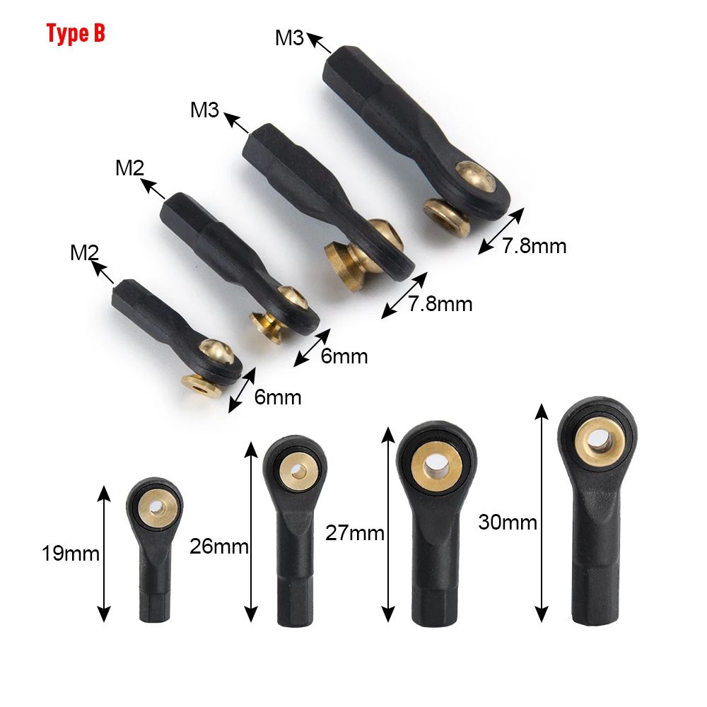 YEAHRUN 10pcs M2 M3 Plastic Tie Rod End Ball Head Joint Coupling For RC Airplane Car Buggy