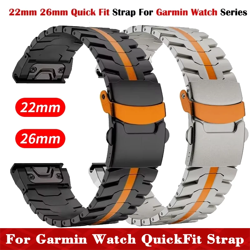 Pulseira de ajuste rápido de 22mm 26mm para garmin fenix 8 47mm 51mm 7 7x 6 5 6x pro/enduro 2 3 pulseira de aço inoxidável forerunner 745 965 945 935