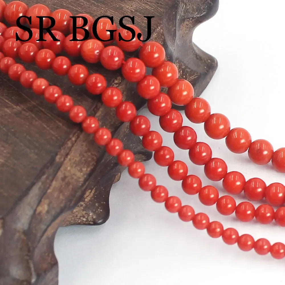 3-8mm Keshi Round Jewelry Design Loose Real Genuine Natural Small Spacer Red Coral Beads 15\