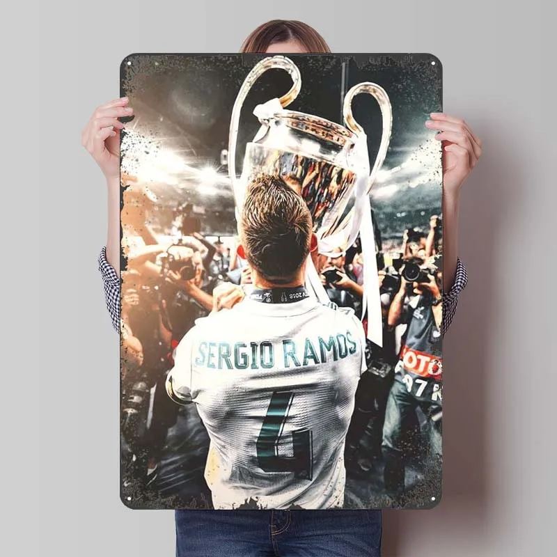 Messi Soccer Ronaldo Custom Sports Metal Poster Wall Decoration Items Metal Tin Signs for Wall Art Decoration Vintage Decor Room