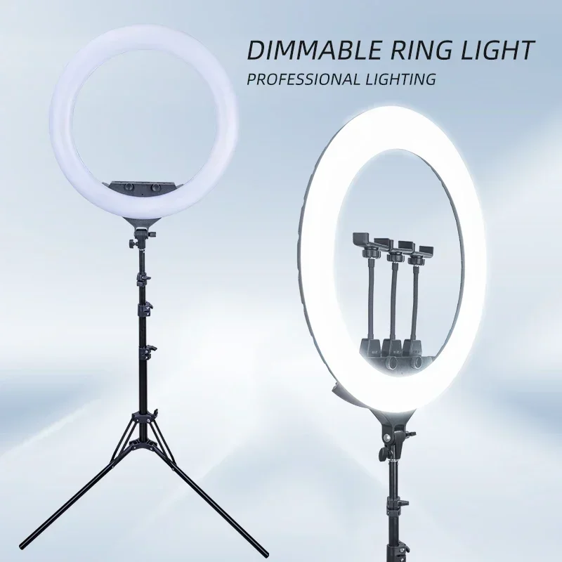 Aro de Luz LED Regulable con Control Remoto, Soporte para Teléfono y Trípode para Transmisión en Vivo y Maquillaje Facial