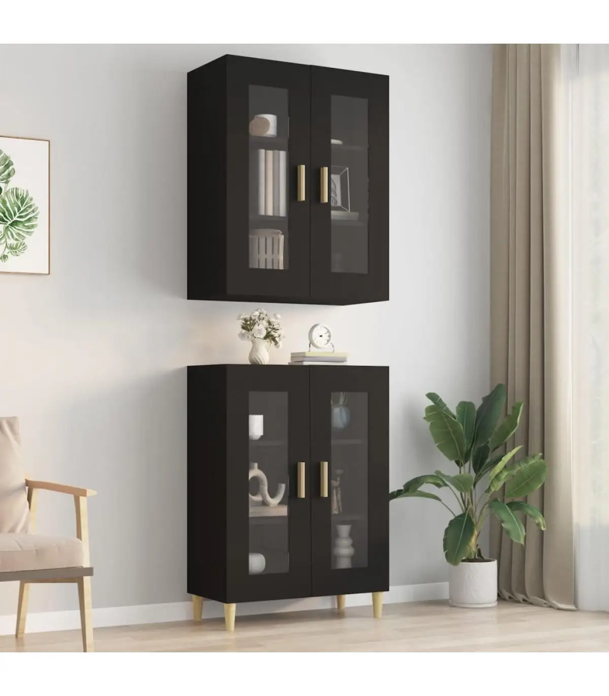 Sideboards wall cabinet hanging black 69,5x34x90 cm