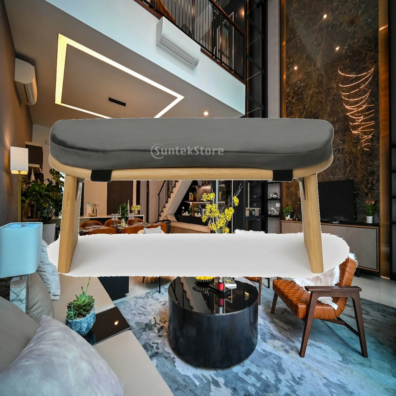 Ergonomic Yoga Meditation Stool Bamboo Frame Padded Seat for Knee and Ankle Relief