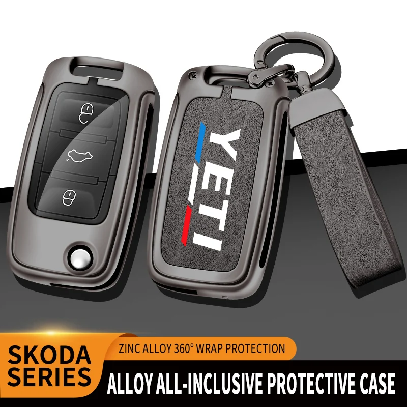 Auto TPU Zinc Alloy Key Case Bag For Skoda YETI KAMIQ Car Key Chain Car Metal Key Shell Car Interior Decoration Accessories