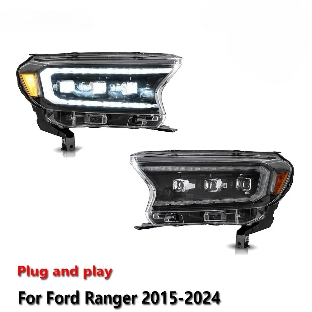 

Car LED Headlight Assemblies For Ford Ranger 2015-2024 Fog DRL Brake Turn Signal Lamp Plug and Play Auto lighting
