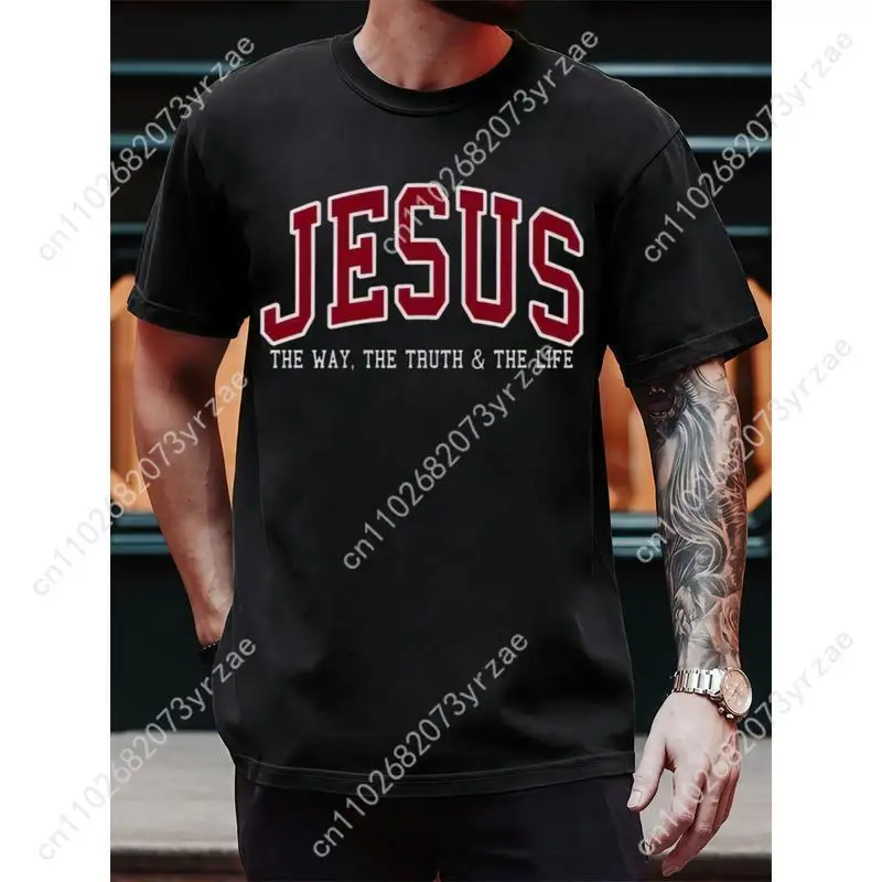 เสื้อยืดลายพระเยซูสไตล์เรโทร สำหรับผู้ชายและผู้หญิง คุณภาพสูง เสื้อยืดวินเทจ ผ้าฝ้าย แขนสั้น แฟชั่น เสื้อยืดนุ่ม ระบายอากาศได้ดี