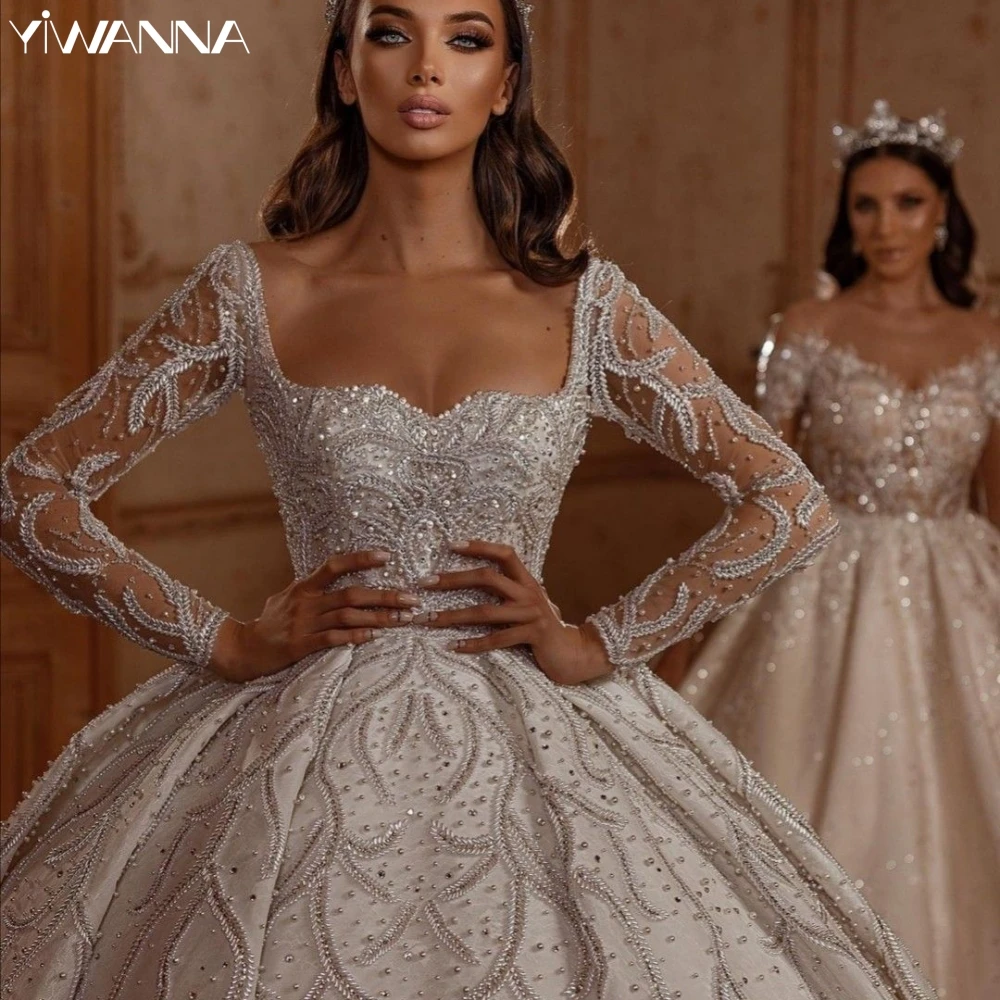 2025 Hand-sewn Rhinestones Wedding Gown Sweetheart Neck Bridal Dress Luxury Ball Gown Bride Robe Customized Vestido De Novia