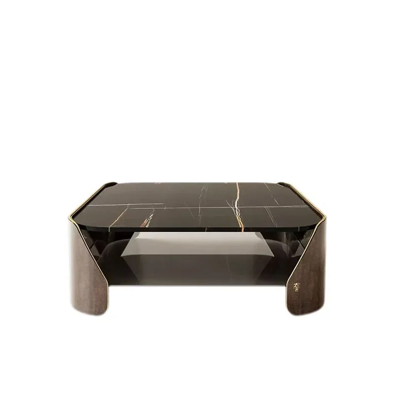 

Italian coffee table light luxury high-end marble living room home modern high-end designer creative solid wood tea table