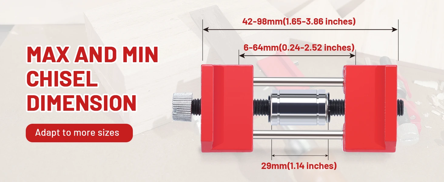 EZARC Meißel-Honführung-Werkzeug, Messerschärfer, Meißel-Schärfvorrichtung für Meißel 1/4" bis 2-1/2" und Flugzeuge 1/4" bis 3-7/8" – Detail 2
