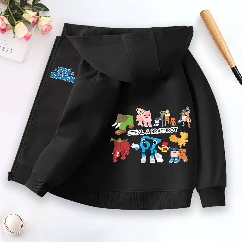 

Steal A Brainrot Child Fashion Zipper Clothes Game Boy Girl Cute Anime Hoodie Tops Spring Autumn Leisure Sweatshirr Toddler Coat