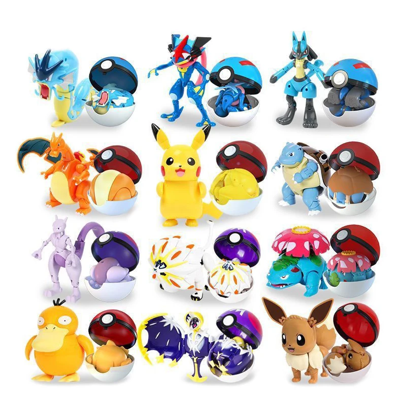 

Pokemon Pikachu Poké Ball Deformation Toys Pocket Monster Anime Figure Gyarados Charizard Mewtwo Pokeball Model Dolls Kids Gifts