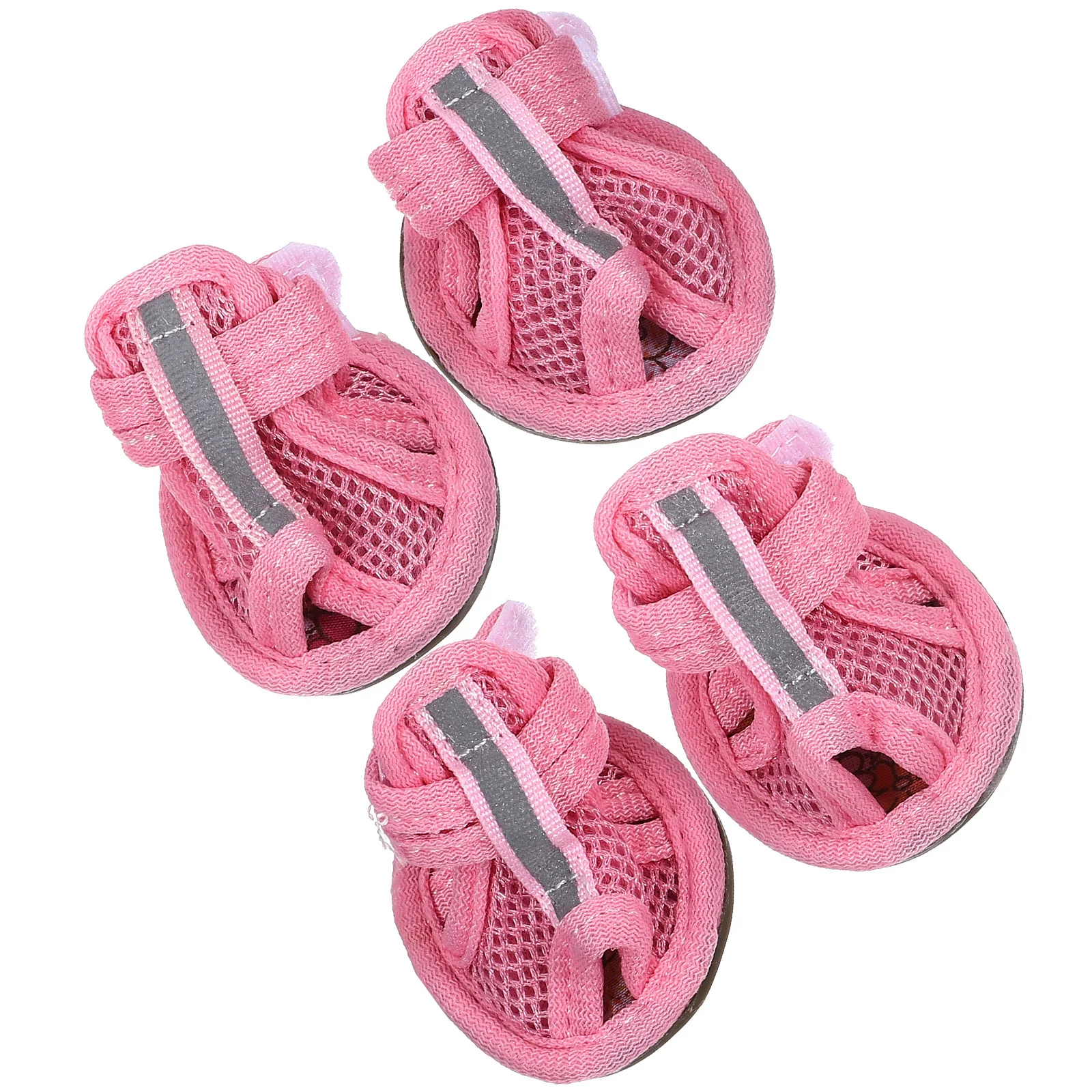 

4Pcs Shoes Breathable Mesh Pet Sandals Flexible Sole Protection for Pavement Use Size 3 Pink