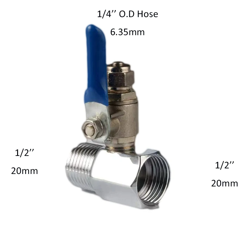 1/4\'\' 1/2\'\' Male 1/4 3/8 Tube Water Adapter RO Feed Ball Valve Faucet Water Filter Reverse Osmosis System for Water Purifier Tap