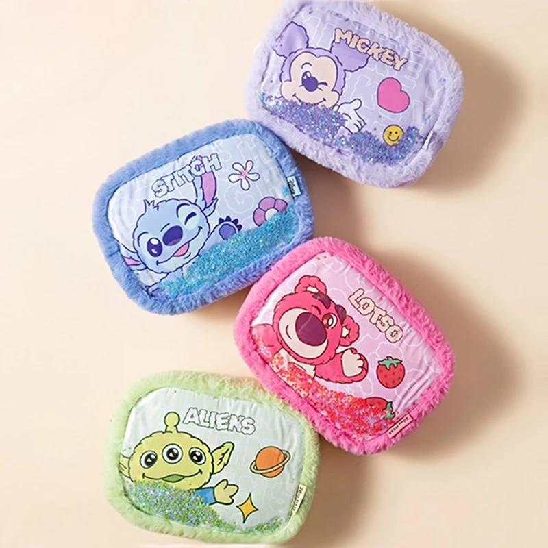 

Disney series Stitch quicksand plush cosmetic bag strawberry bear cartoon three-eyed Mickey toiletry bag storage bag crossbody