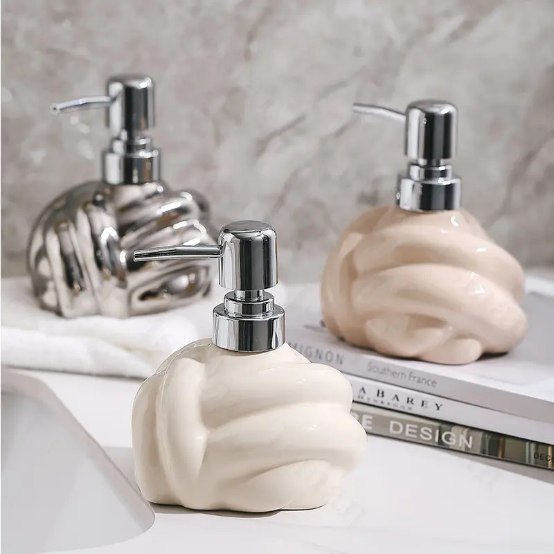 Northern Europe Ceramic Shampoo Bottle Light Luxury Knot Shape Shower Gel Dispenser Soap Bottle Kitchen Bathroom Accessories