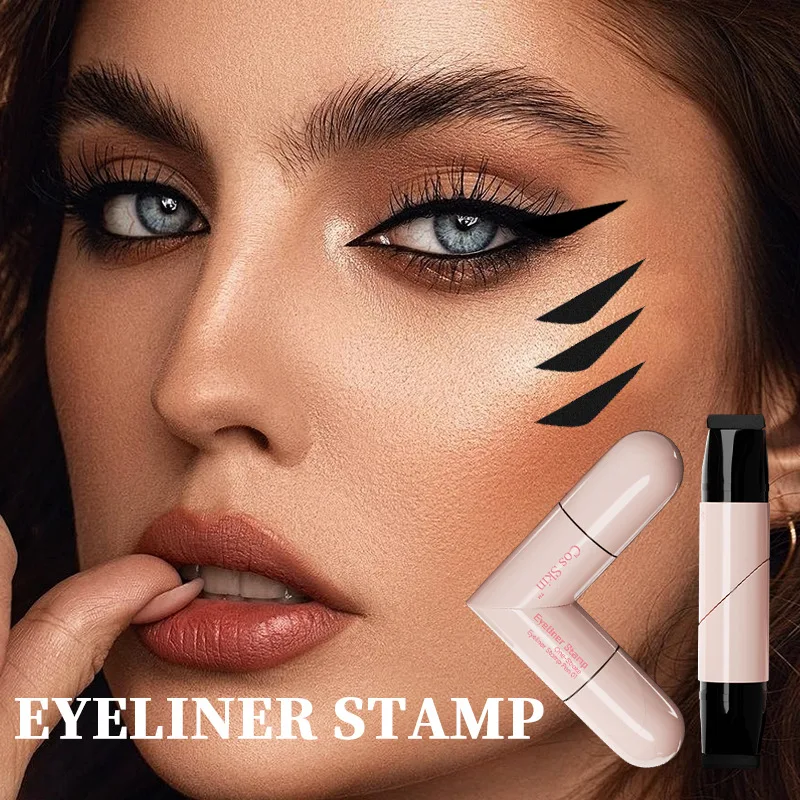   Ruota il timbro dell'eyeliner integrato nero marrone a doppia punta fai da te eyeliner ala stencil penna liquida impermeabile a prova di sbavature