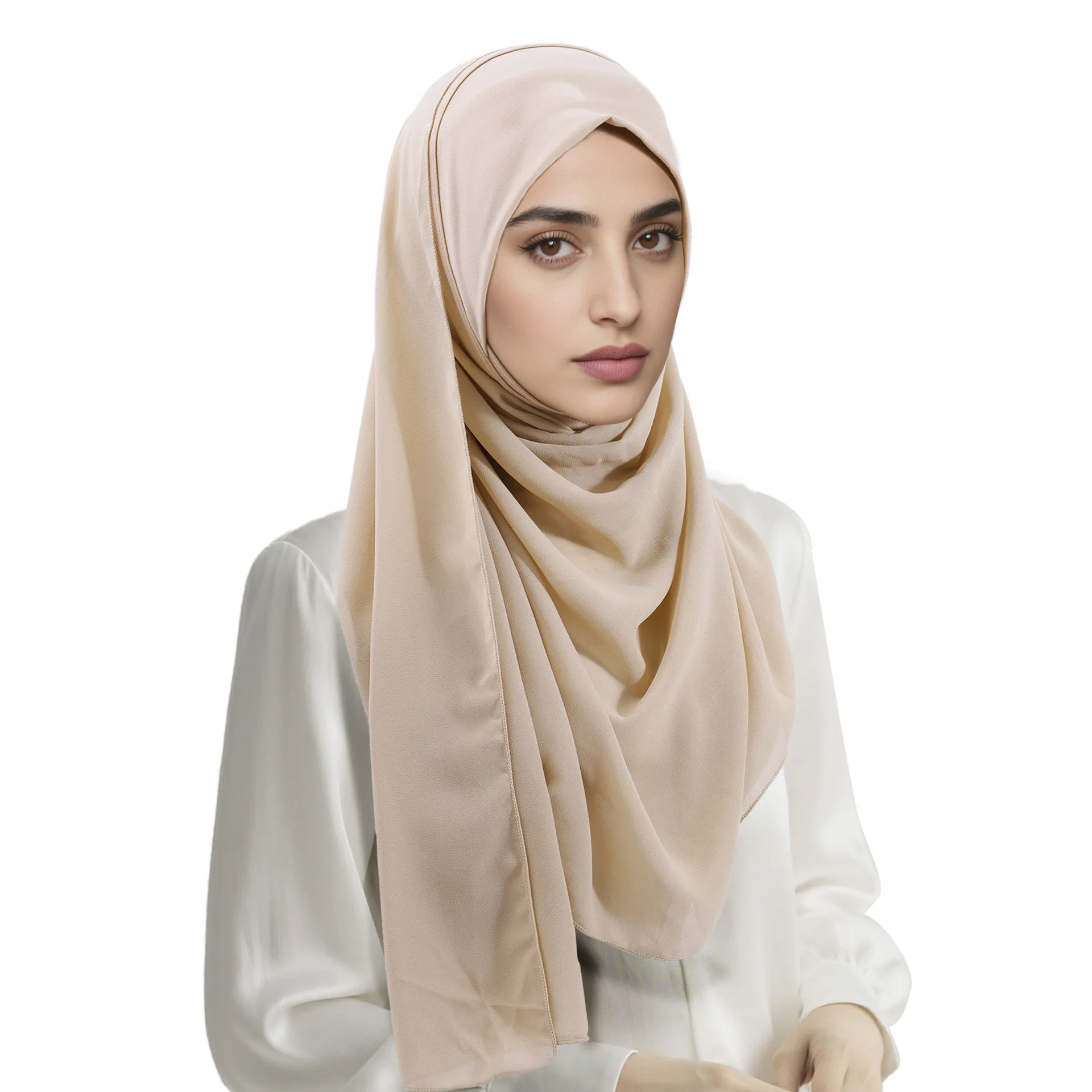 Mulheres muçulmanas chiffon hijab lenço instantâneo turbante ramadan islam orar hijabs eid cabeça envoltório amira xales puxar no lenço turbante