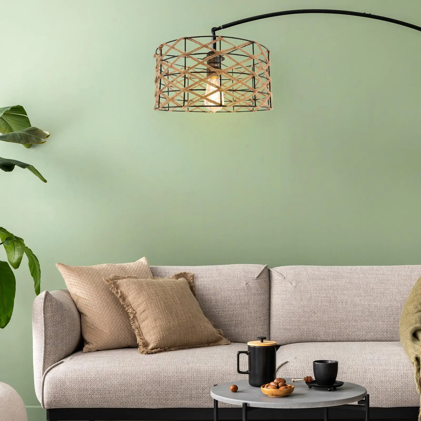 

Rope Woven Lampshade Ceiling Lantern Cover for Teahouse House Dining Room