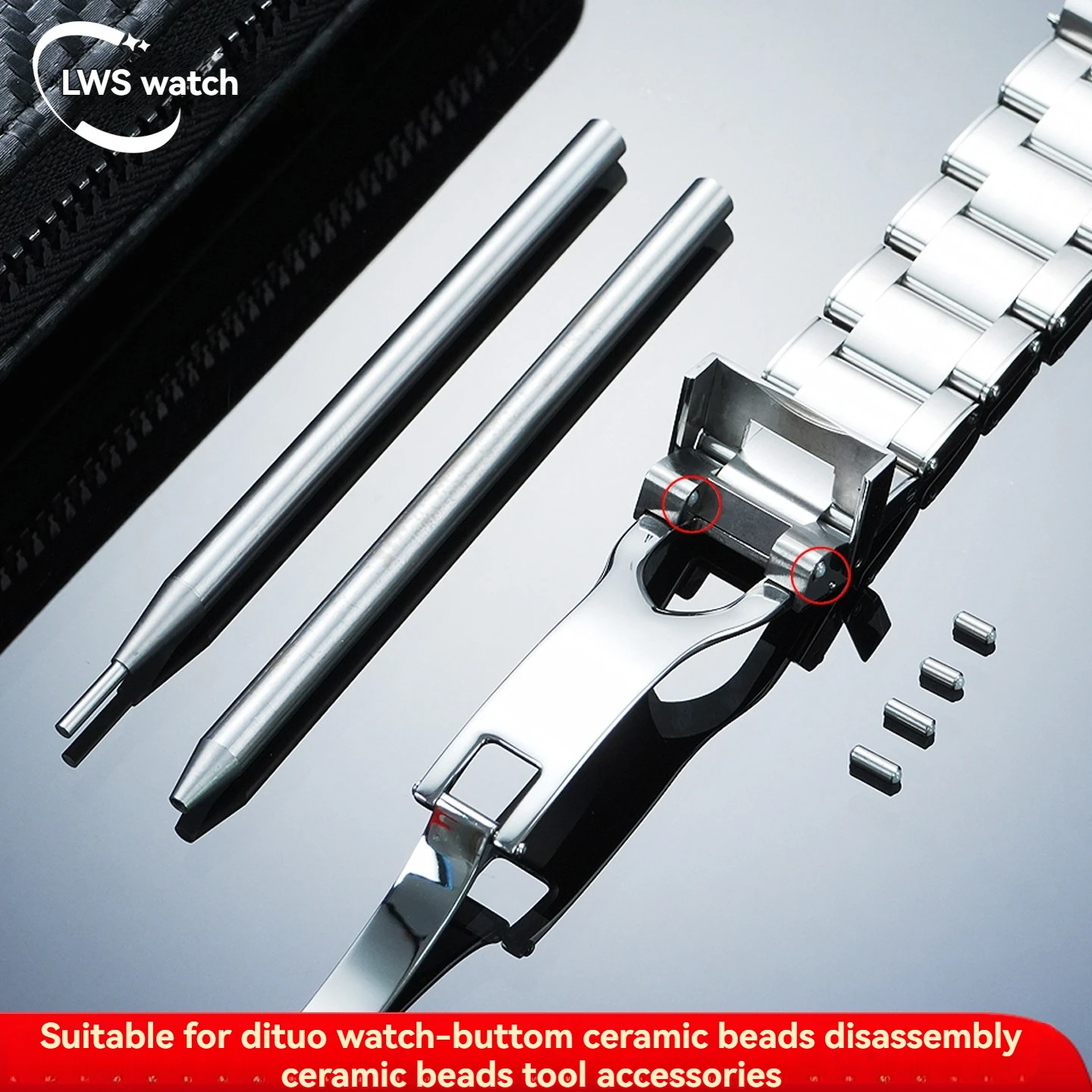 

for Tissot Watch Repair Kit: Genuine Folding Clasp (5.35mm x 1.81mm) with Ceramic Beads and Installation/Removal Tools