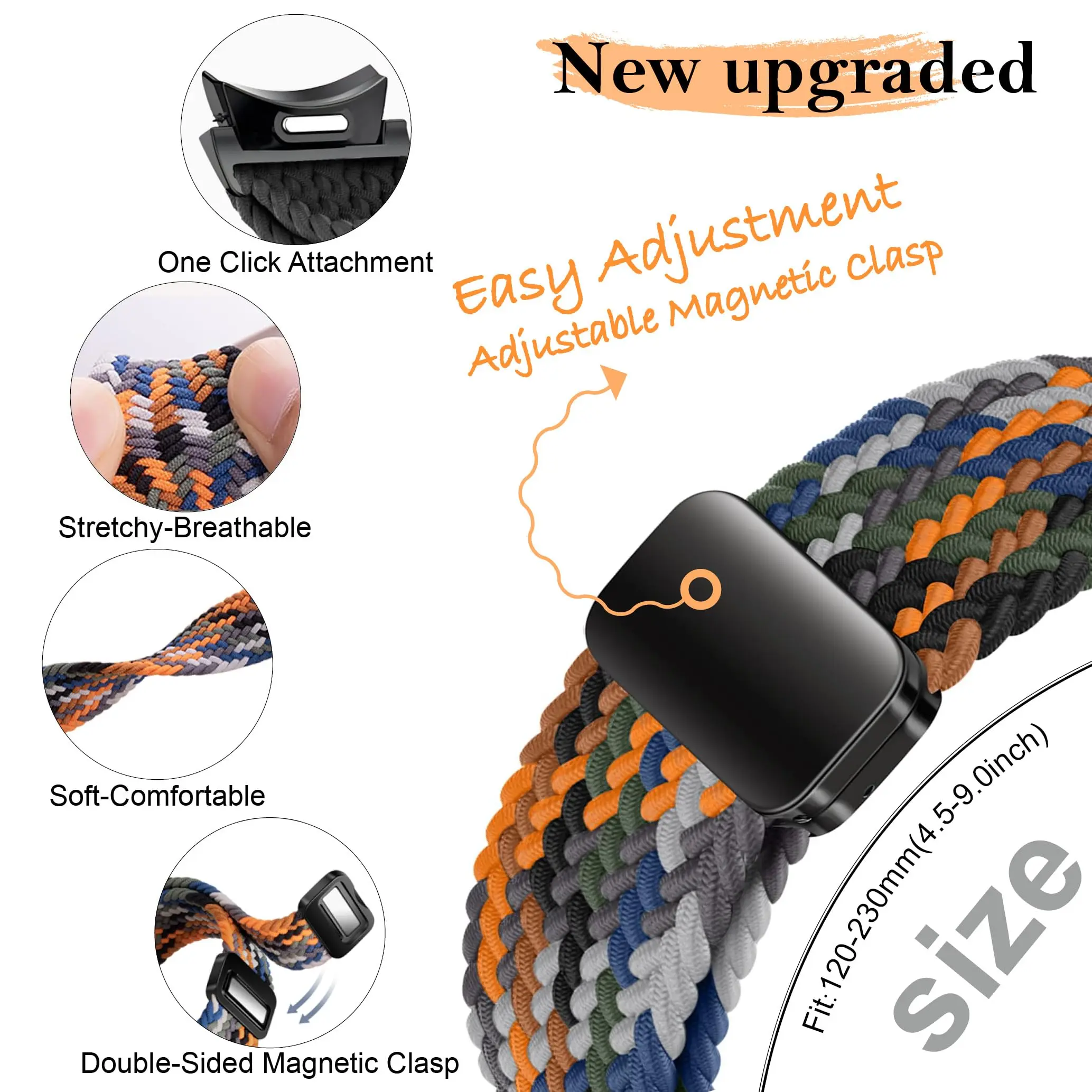 No Gaps Braided Band For Samsung Galaxy Watch 6 5 4 44mm 40mm/5 pro One Click magnetic bracelet watch6 classic 47mm 43mm strap