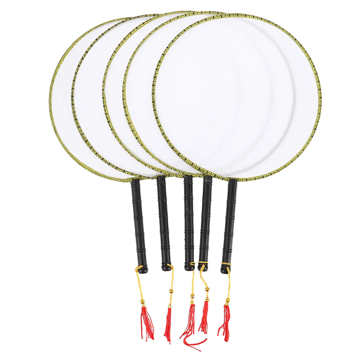 5 pièces bricolage peinture enfants dessin blanc rond ventilateur à main pour enfant artisanat jeu éducatif ventilateur décoratif