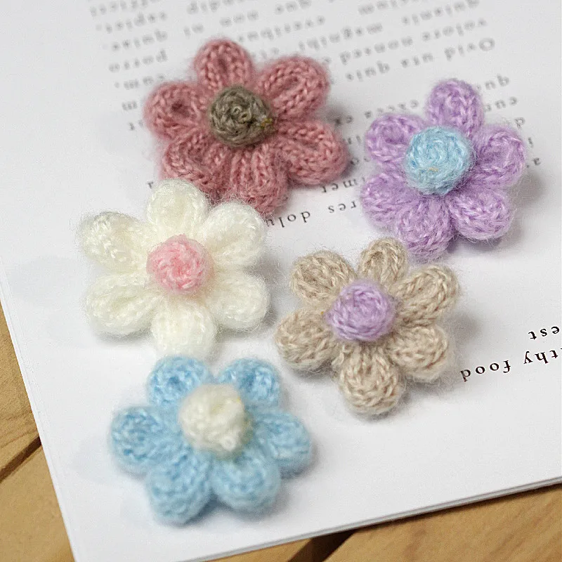 Artificial Cherry Flower Heads for Clothing Decoration, Colorful Wool Flowers, Romantic Manual DIY Accessories, 90 PCs/Bag