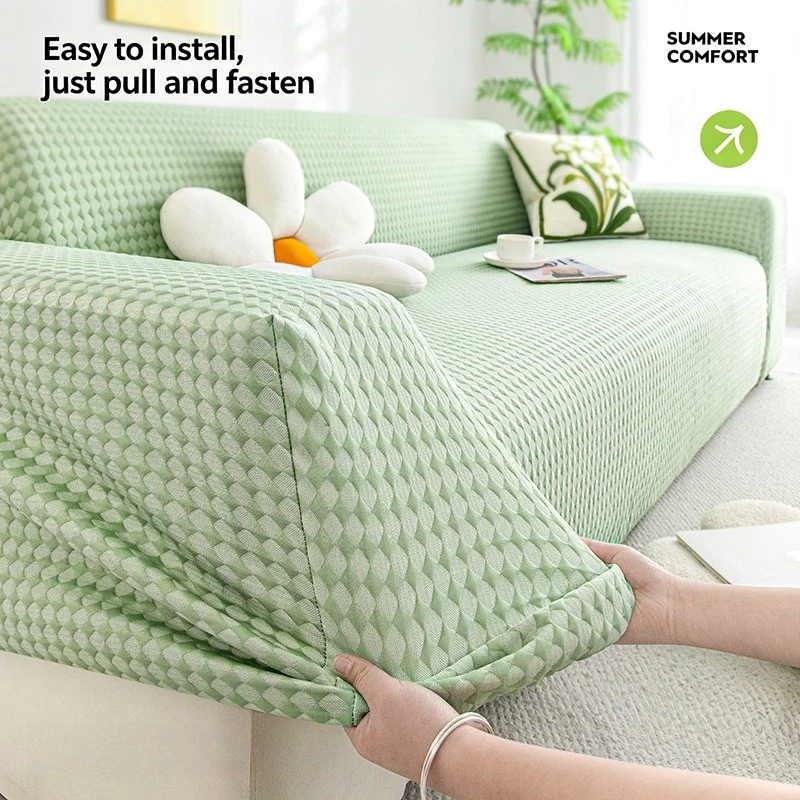2026 Universal Ice Bean Cooling Sofa Cover Full Wrap High Elasticity Breathable Skin Friendly Slipcover Pet Friendly Protection