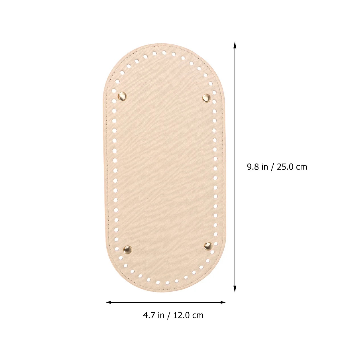 แผ่นรองฐานกระเป๋าทรงรีทำจาก PU สีแอปริคอต สำหรับงาน DIY ทนทาน มีรูและตะปู 4 ตัว อุปกรณ์ตกแต่งกระเป๋าสุดหรู