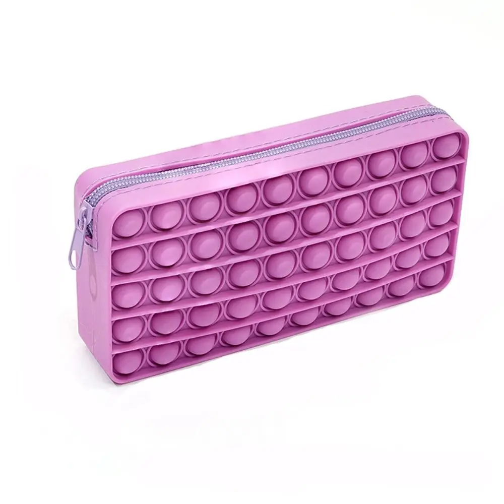 Large Capacity Silicone Pen Case Decompression Bubble with Zipper Student Pencil Bag Waterproof Multifunctional