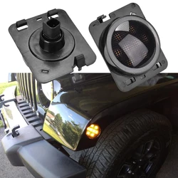 OVOVs 2Pcs Smoked  High brightness LED Yellow Side Marker Side Fender Amber Turn Signal Lights for JK 2007-2017 Jeep Wrangler