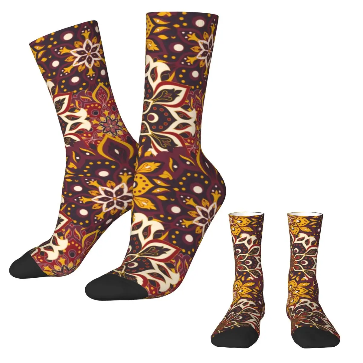 Tribal Floral Print Stockings Ethnic Retro Graphic Vintage Socks Winter Anti Sweat Socks Couple Cycling High Quality Socks