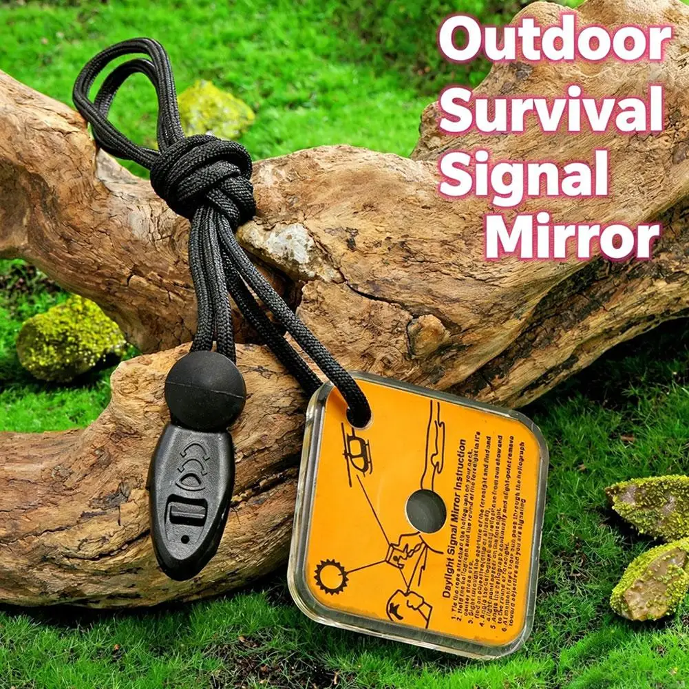Survival Signal Mirror with Whistle Emergency Reflective Mirror Outdoor Camping Hiking Survival Gear Tool