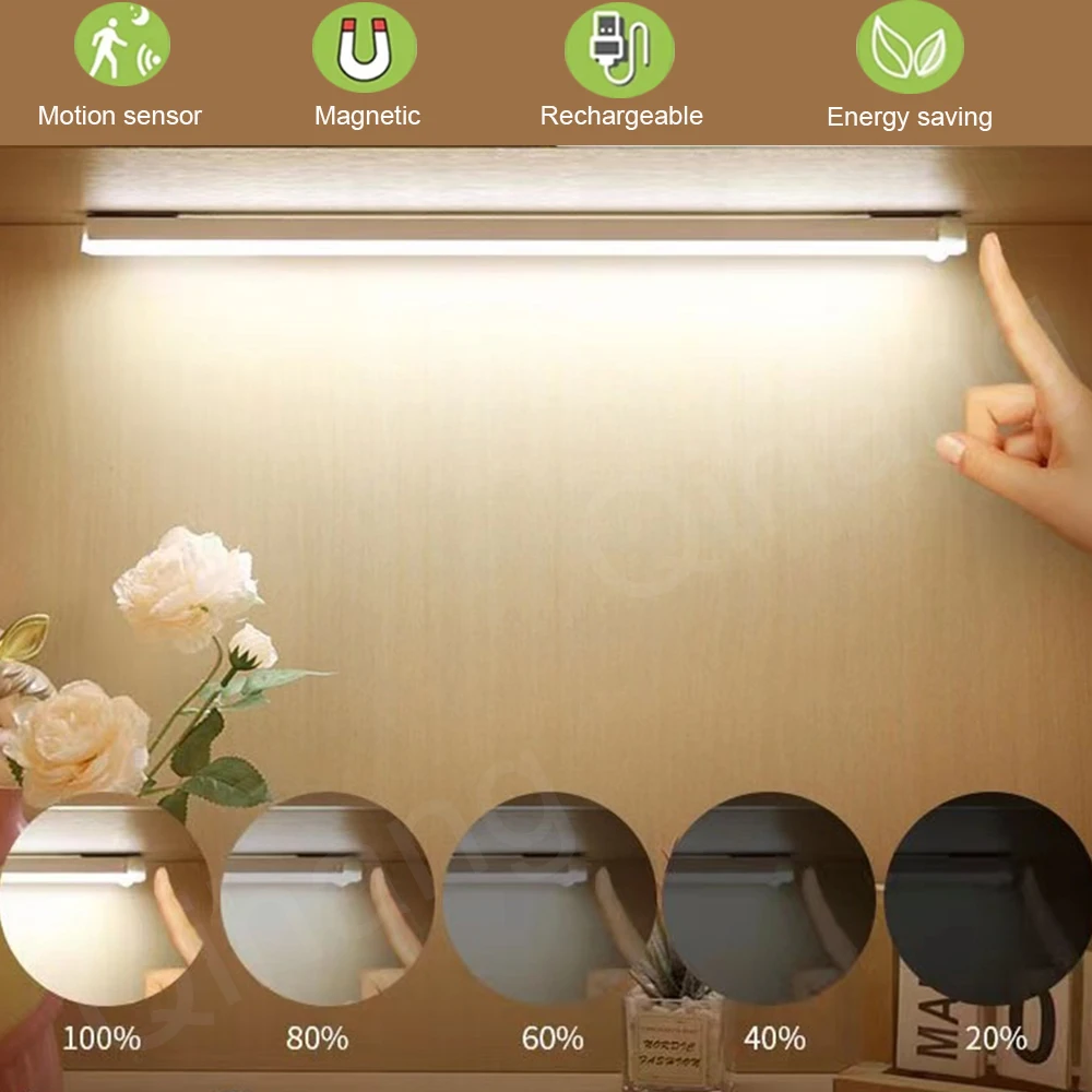 Motion Sensor Light Wireless LED Night Light Rechargeable Magnetic Cabinet Wardrobe Lamp Under Corridor Light