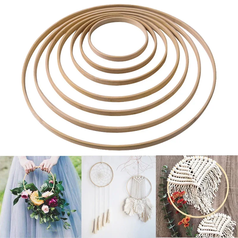 Bamboo Ring Wooden Round Catcher for Home Garden Plant Decor