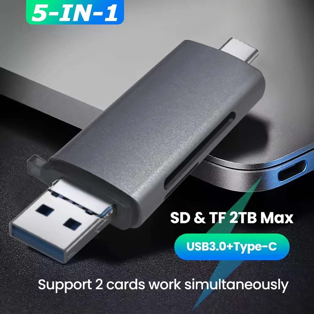 

OTG Dual SD/TF Card Reader с интерфейсами USB 3.0 и Micro USB 5 Гбит/с Высокоскоростное письмо подходит для мобильных телефонов ПК