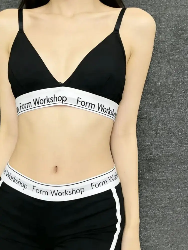 

New underwear set women's hoopless sports suspender triangle cup bra bikini sexy boxer pants