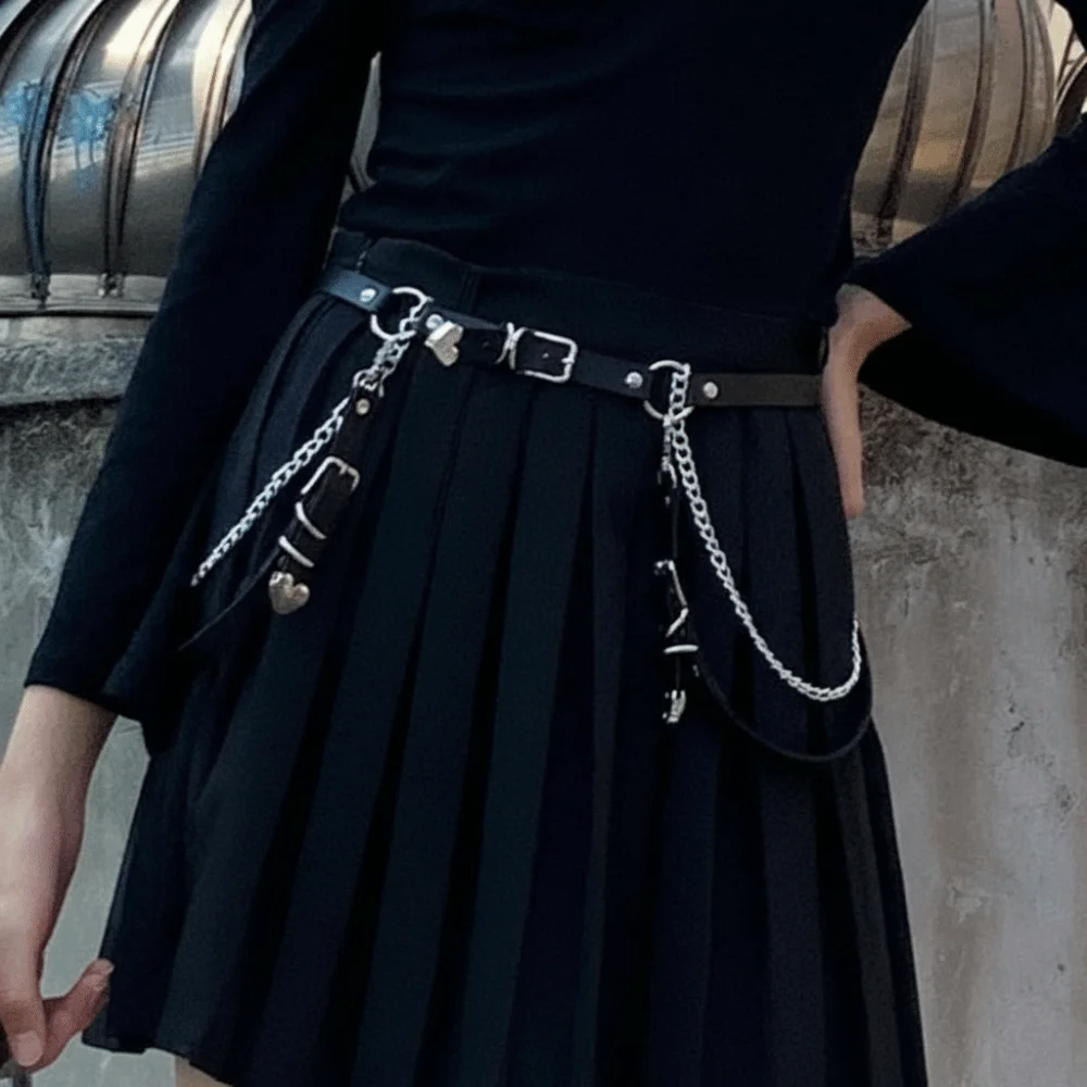 

Leg Accessories Metal Skirt Belt Punk Hip Hop Waist Chain Shoulder Strap Heart JK Leg Loop Nightclub