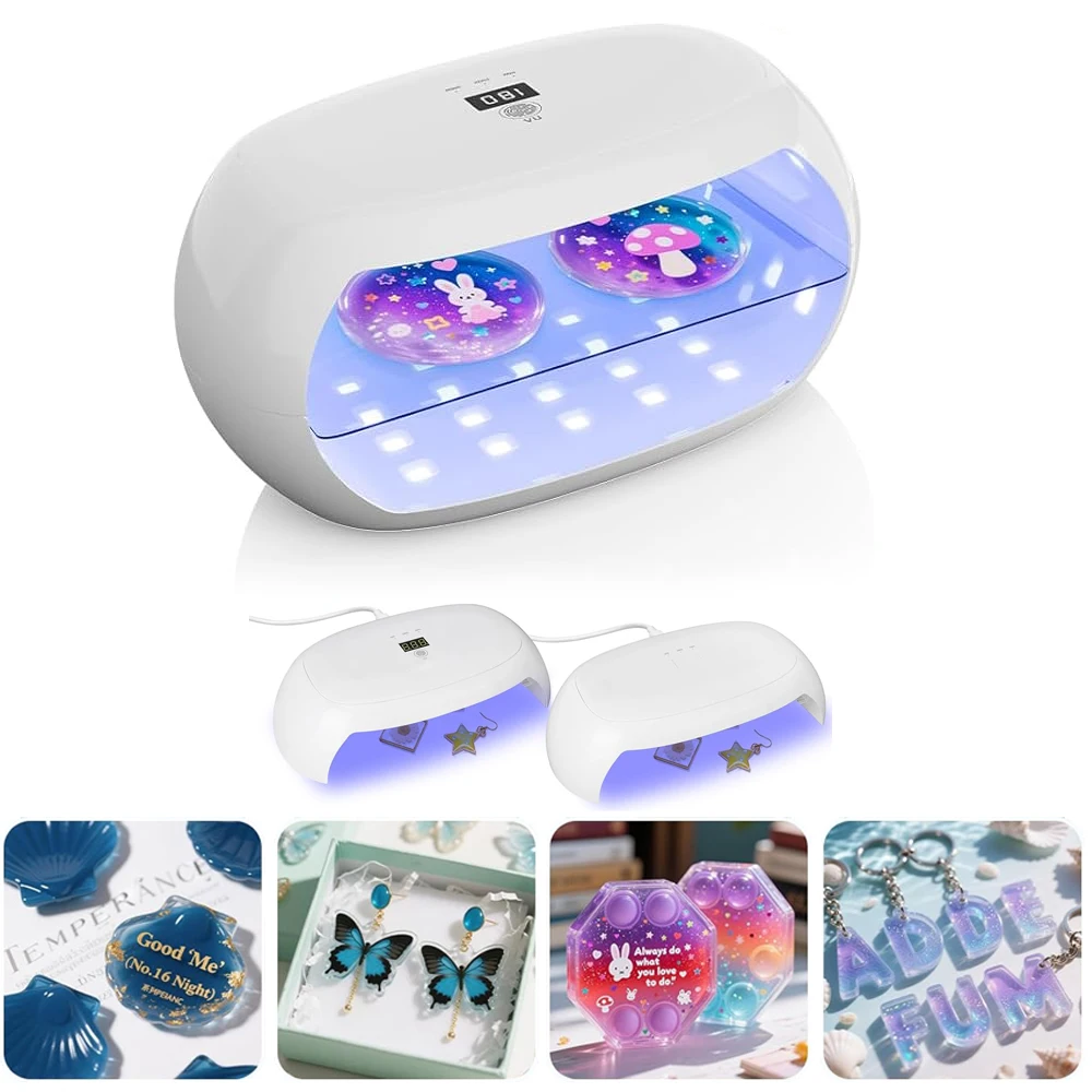 Advanced 2-Sided UV Resin Curing Light - 56 LED Beads, 1/3/5min Timer, Large Size Lamp for Resin Molds DIY Crafts Decor