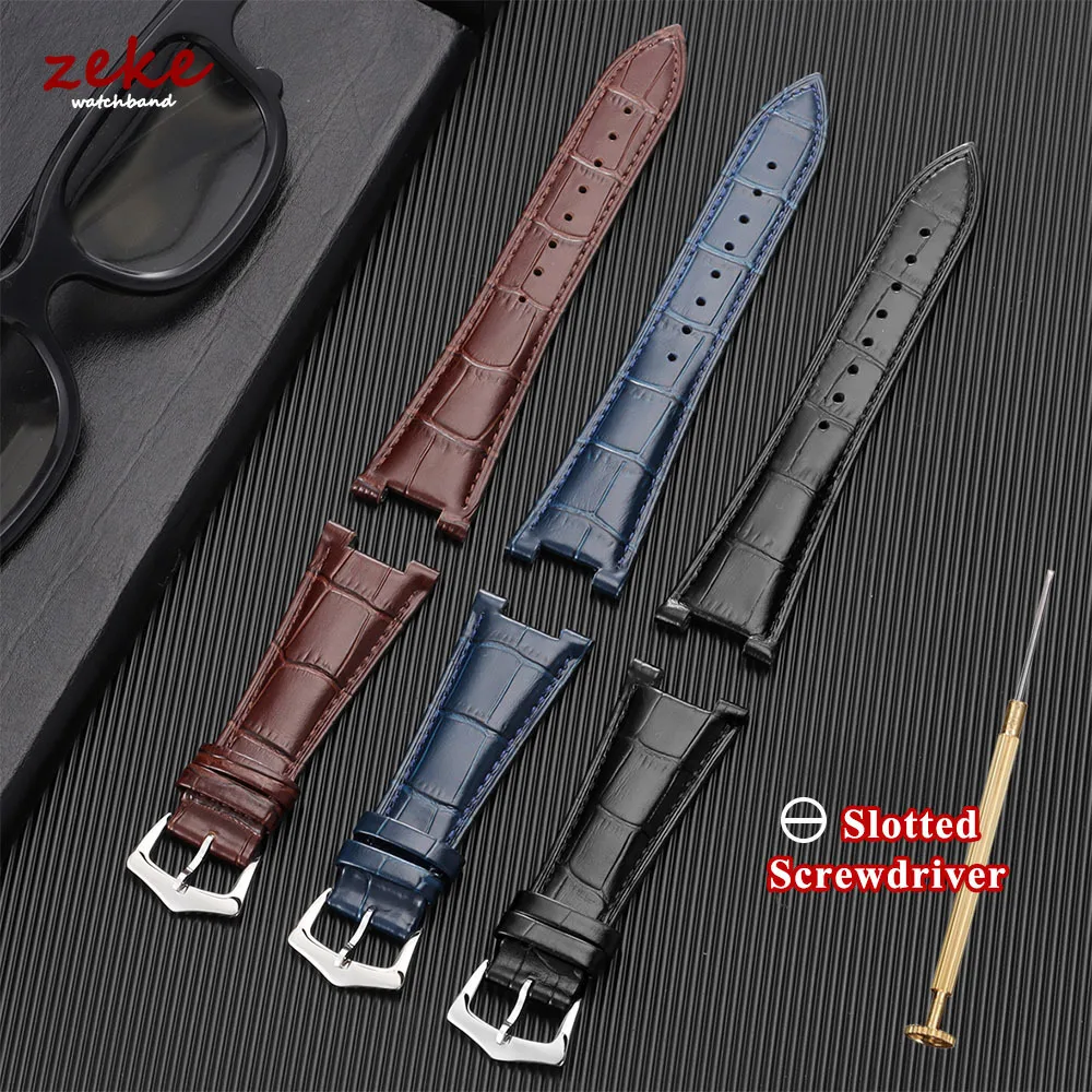 25*13mm Genuine Leather Watch Strap for Patek Philippe Nautilus 5711/5712 Bamboo Pattern Cowhide Watch Band Gold Buckle Bracelet
