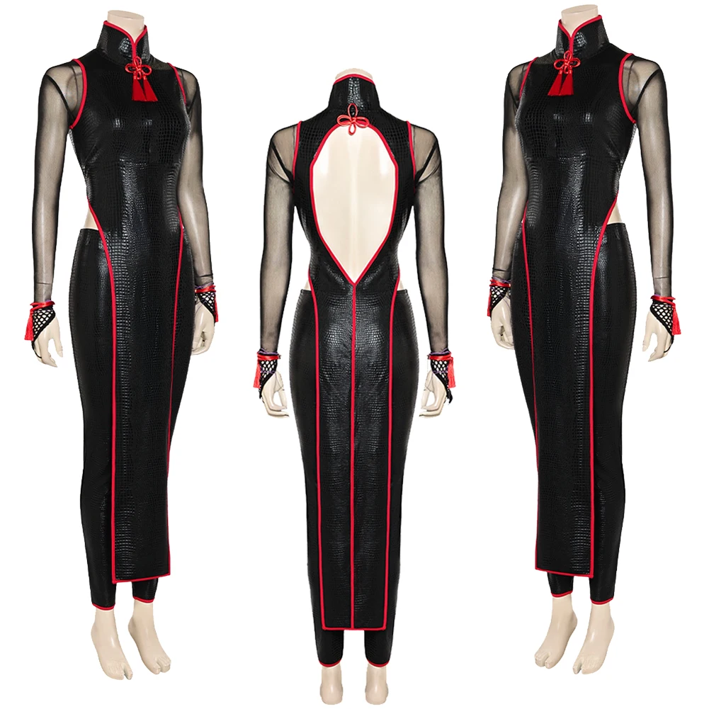 AKI-Costume Cosplay Py Play pour Femme, Tenue de Jeu de Combat Anime, Boucles d'Oreilles, Tenue Cheongsam, Barrage de Roleplay, Vêtements de ix, SF