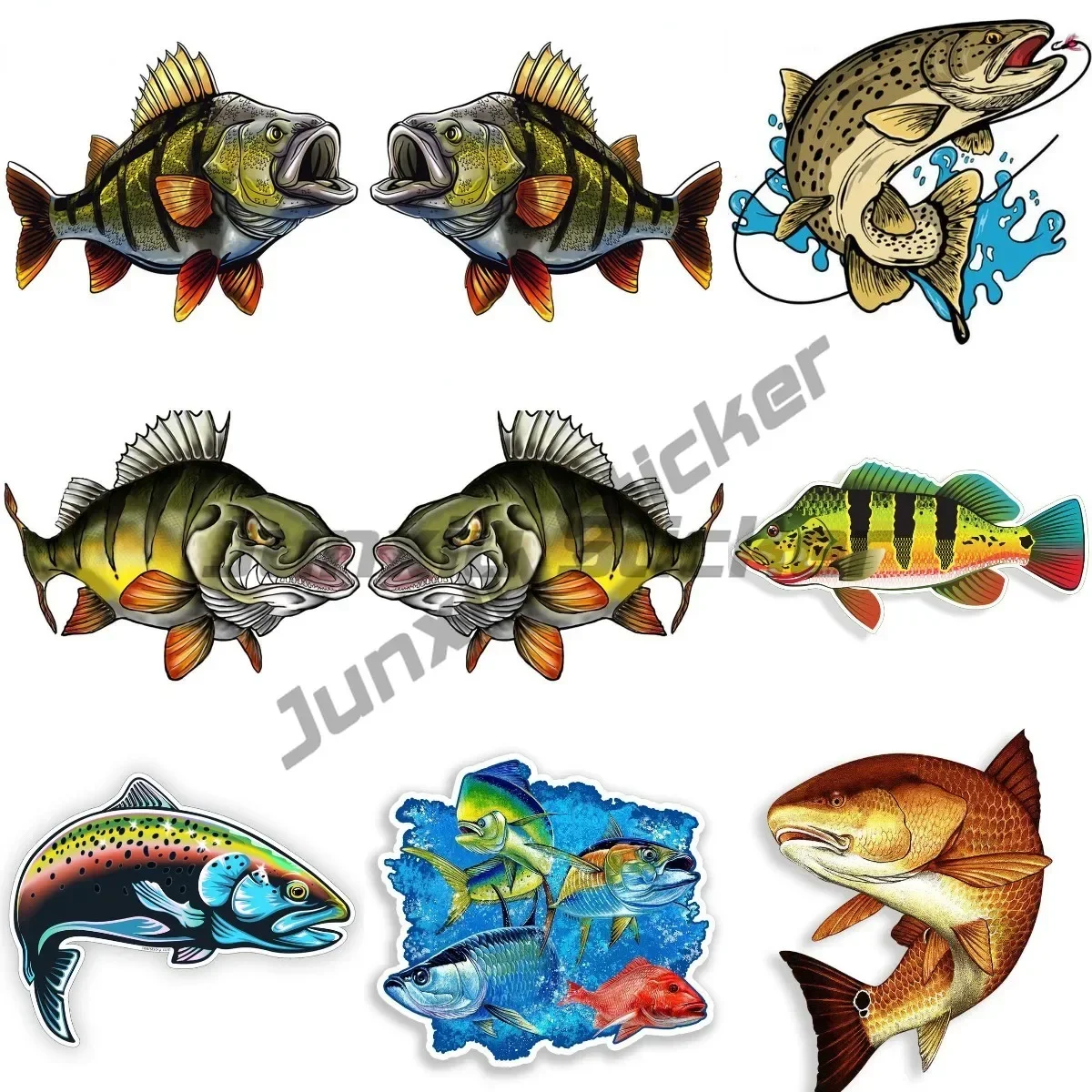 

Rainbow Trout Peacock Perch Fish Sea Fishing Go Fishing Car Sticker Computer Car Window ShipCar Bumper Vinyl Self-adhesive Decal