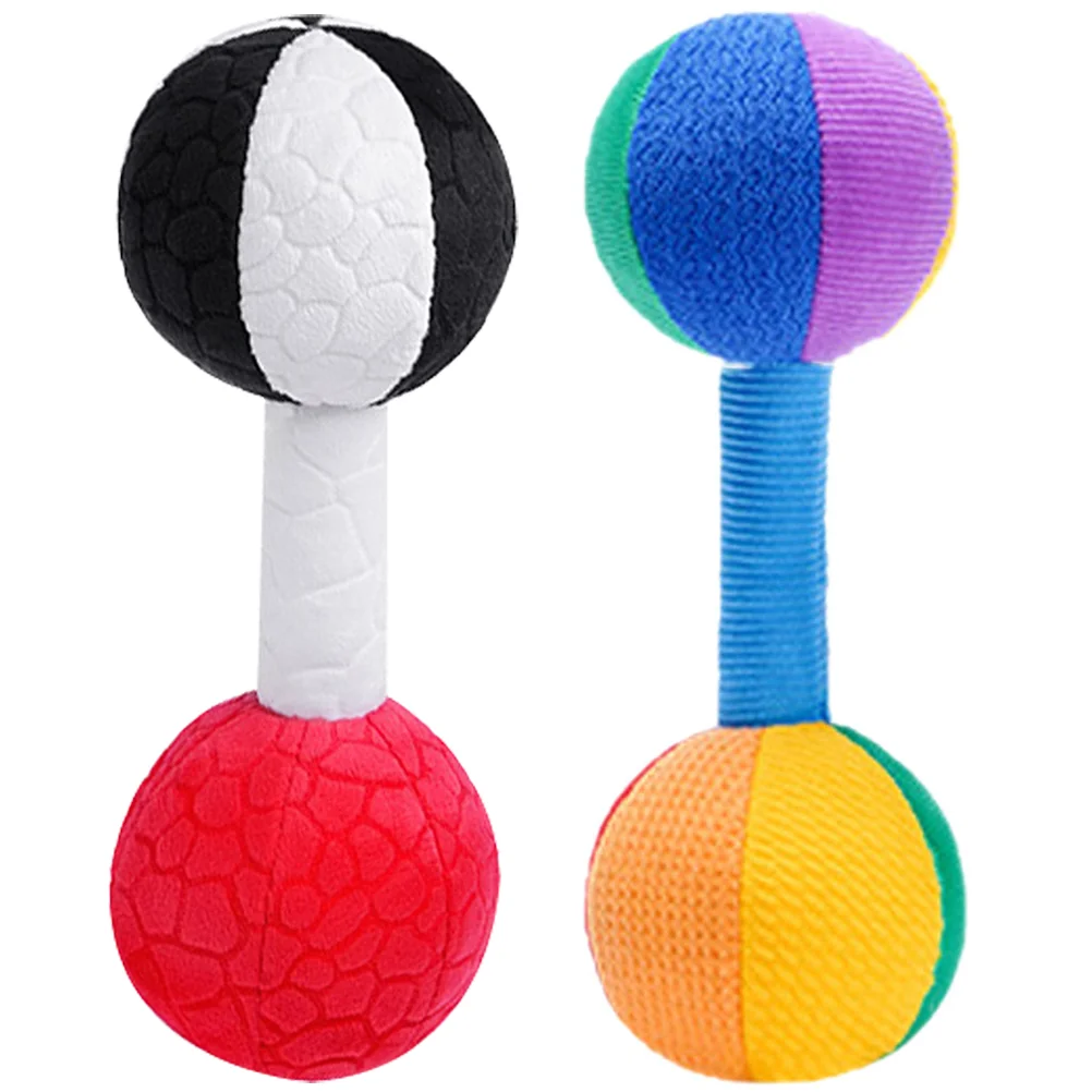 2 Pcs Baby Training Toys for Toddlers Kids Soothing Plaything Grip Dumbbell Rattle The