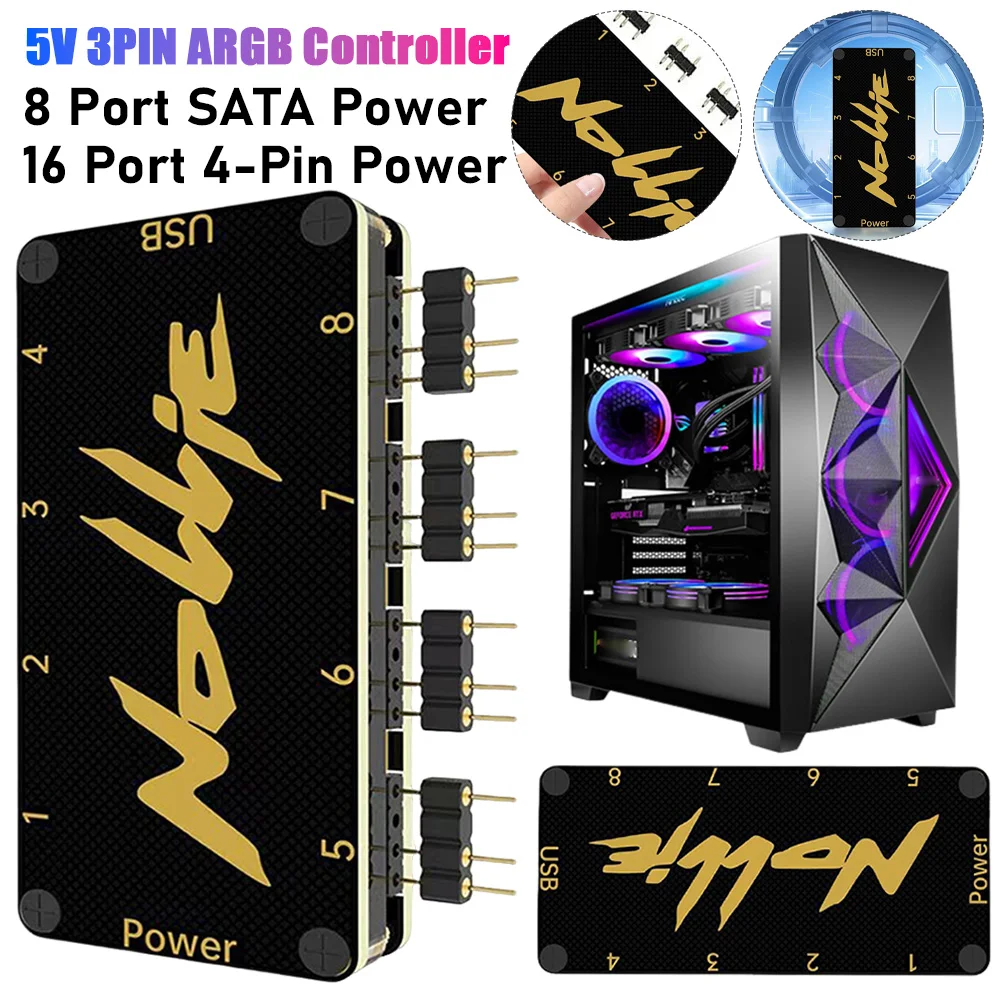 

NEW 5V 3Pin ARGB Controller Addressable ARGB Splitter SATA Power Support SignalRGB OpenRGB for Extended Motherboard Interface