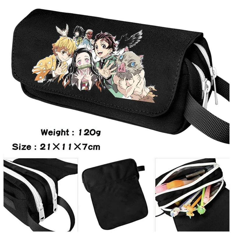 

Demon Slayer Pen Bag Student Anime Storage Bag Tanjirou Nezuko Zenitsu Pen Bags Boy Girl Large Capacity Flip Cover Pen Case Gift