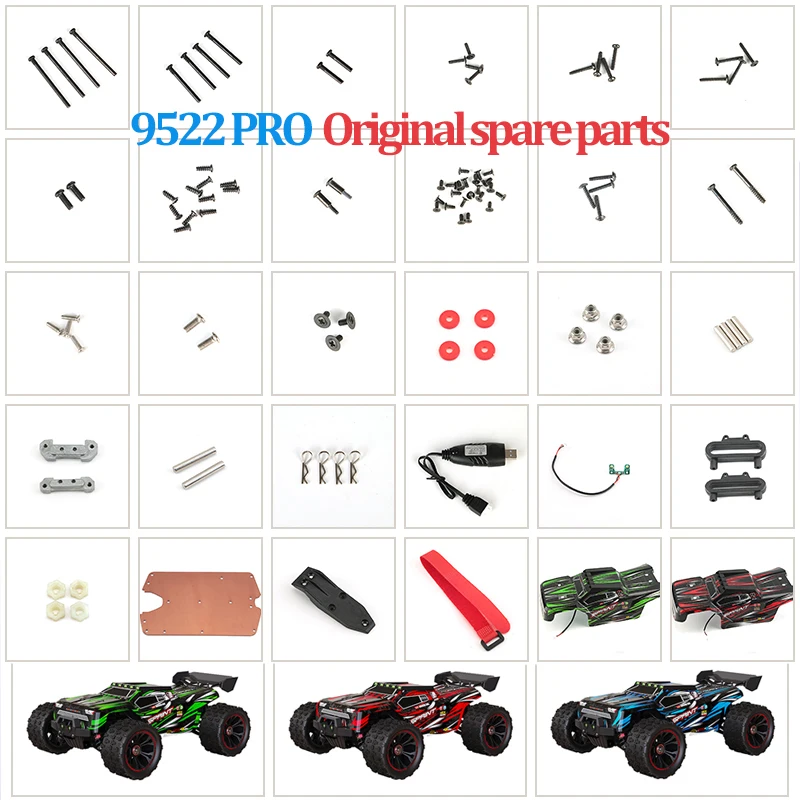 9522 PRO Parts ; Screw, Nut, Stud, Metal Base Plate, Junction Box, Front Lamp Plate, Charging Cable, R Clip, Arm Code