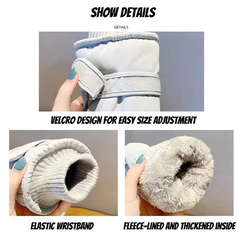 

Fleece Lined Winter Skiing Gloves Anti-slip Waterproof Warm Riding Gloves Touchscreen Windproof Cycling Mitten for Women Sports